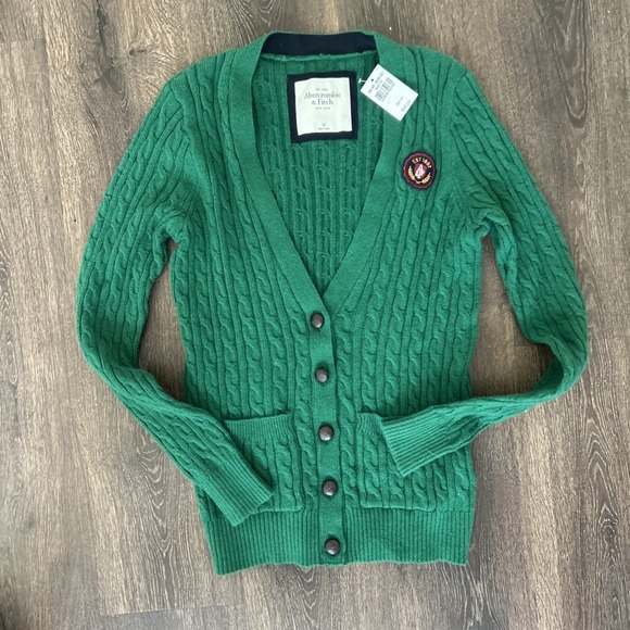 Abercrombie & Fitch Sweaters - Abercrombie Fitch Sweater Women M Cardigan Cable Knit Rabbit Hair Preppy Y2K NEW